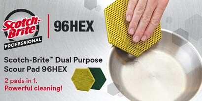 Image showing the new Scotch-Brite Scour Pad 96HEX in action
