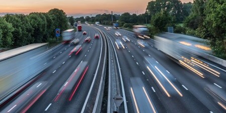 Highway with road markings
